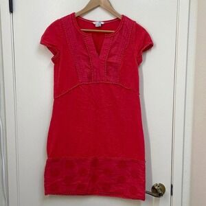 BODEN Coral Dress Womens Size‎ 4 Embroidered Short Sleeve V-Neck Summer Casual